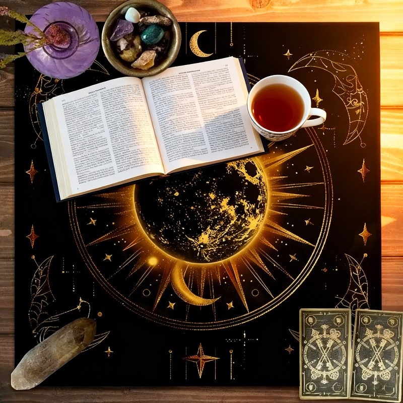 Zodiac Party Games - Sternzeichen-Muster Tarot-Tuch - Sonnen-Altartuch für Tarot-Verkostungen,