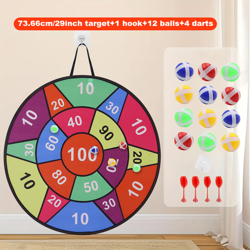 Party Games For 5 Year Olds Indoors - Klebrige Ball-Dartscheibe – 12 Bälle +