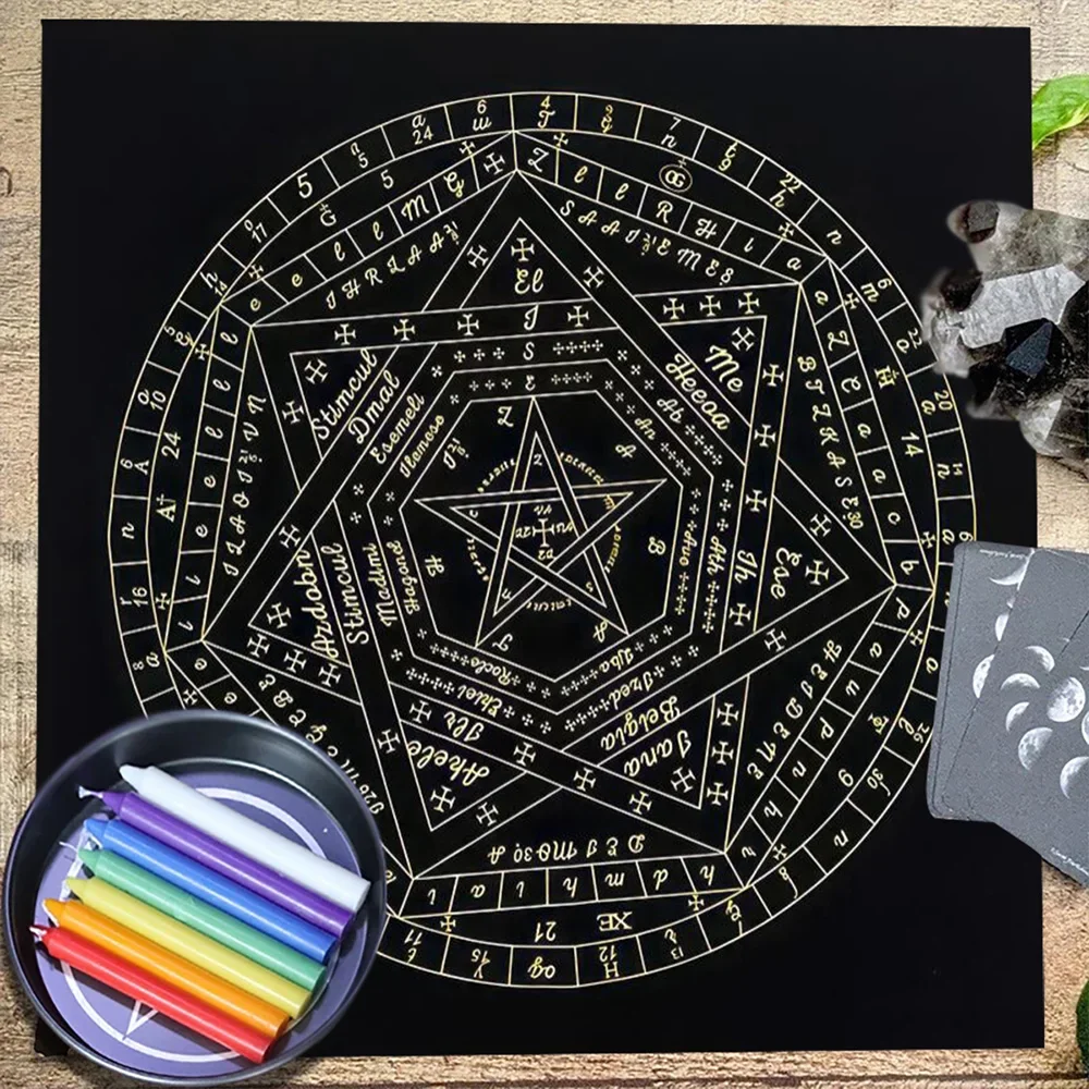 Zodiac Party Games - Tarot-Karten-Tischdecke Sigillum Dei Aemeth Wheel of