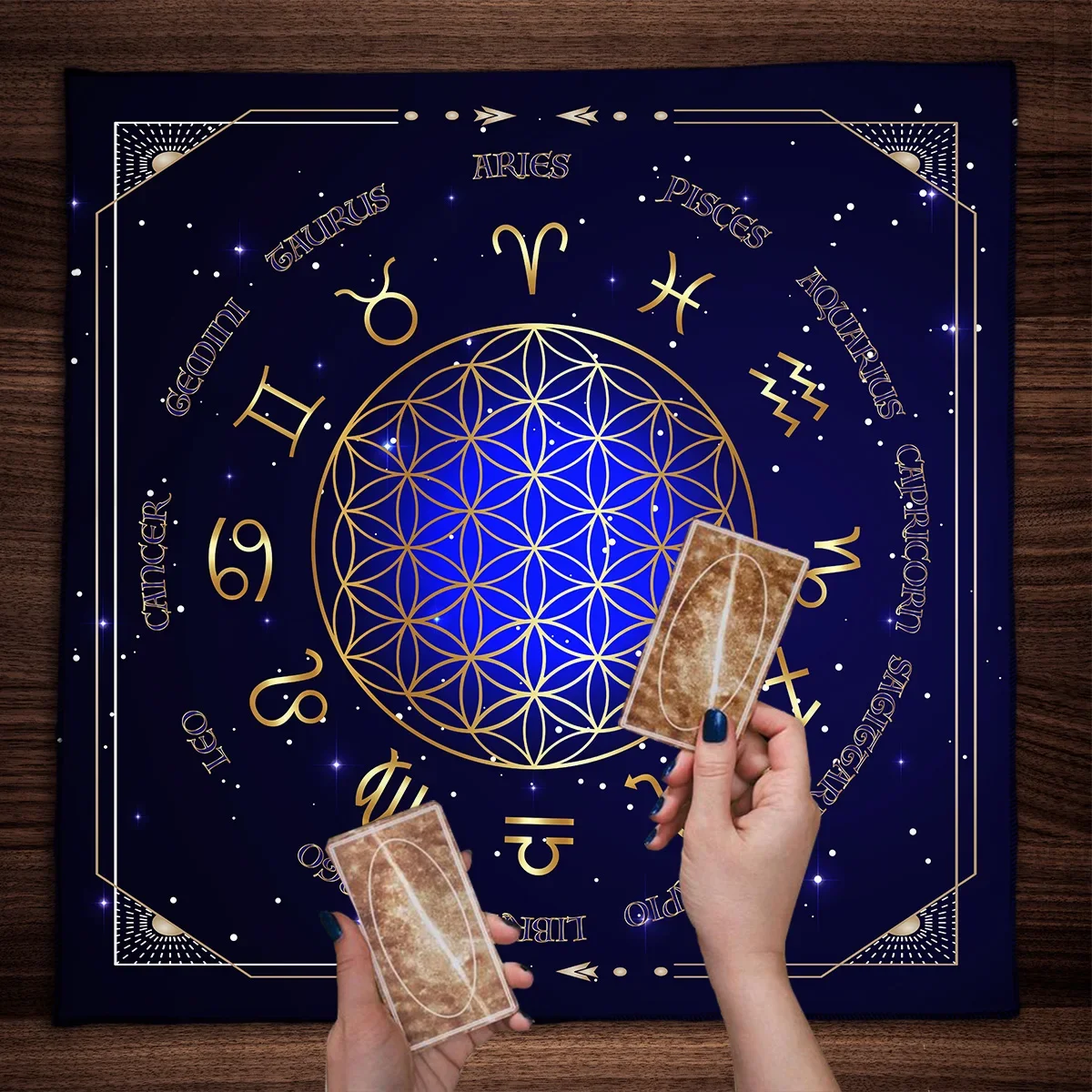 Zodiac Party Games - Rad des Tierkreises Tarot Tischdecke Mandala