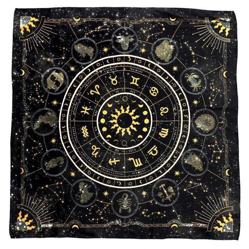 Zodiac Party Games - Tarot-Tuch Sternzeichen-Rad Astrologie Samttuch Wahrsagerei-Brettspielmatte Polyester