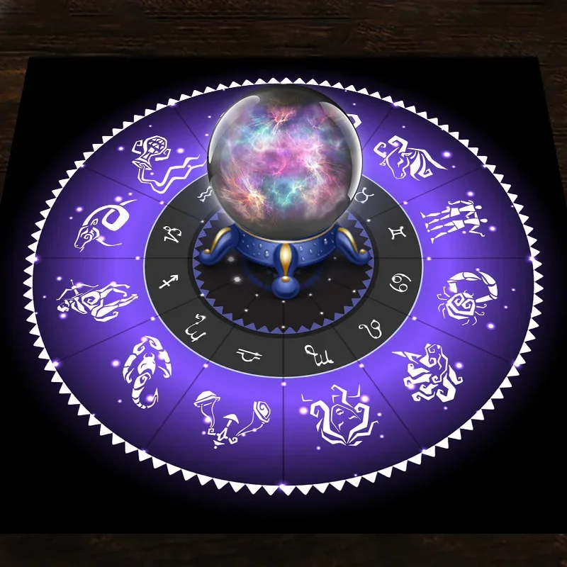 Zodiac Party Games - Tarot-Tuch Lila Tierkreisrad Samttuch Wahrsagerei-Brettspiel-Matte Polyester