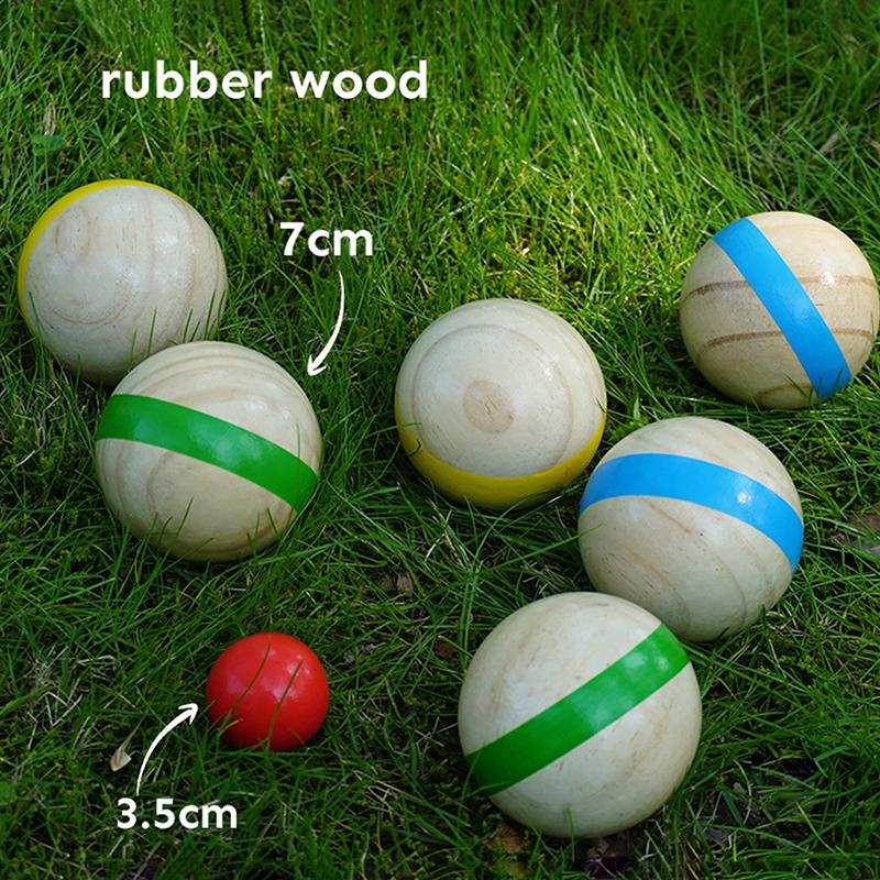 7-teiliges Set Holz-Boccia-Kug – Bocce Ball Lawn Bewertung und Preis